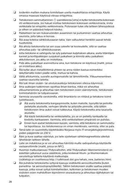 Sony SVP1322B4E - SVP1322B4E Documenti garanzia Finlandese