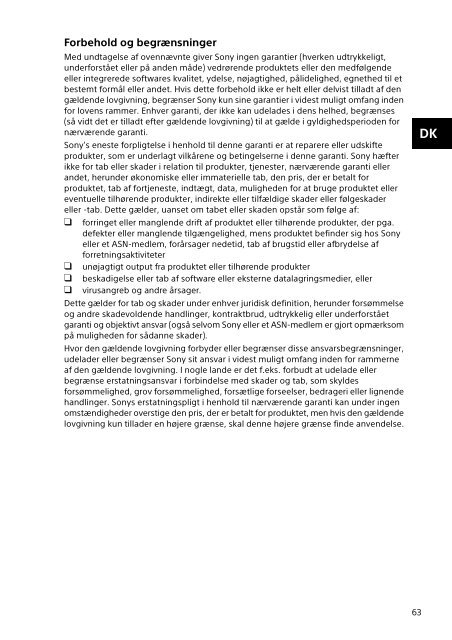 Sony SVP1322B4E - SVP1322B4E Documenti garanzia Danese