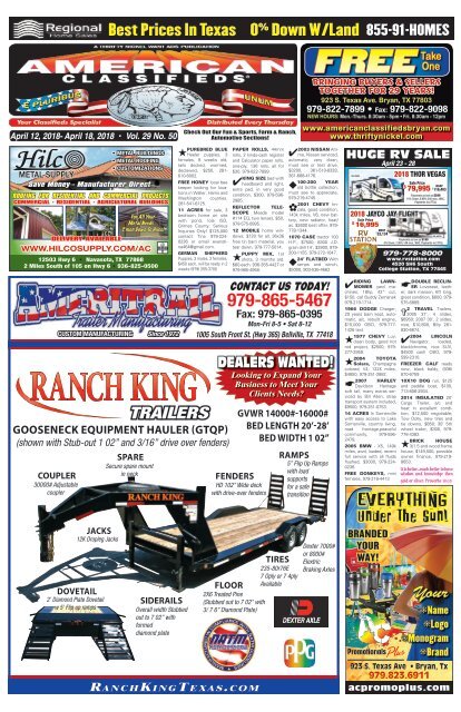 American Classifieds April 12th Edition Bryan/College Station