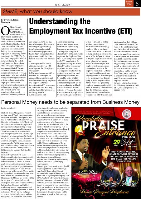 SMME NEWS  - DEC 2017 ISSUE