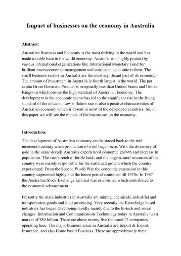 Impact of businesses on the economy in Australia