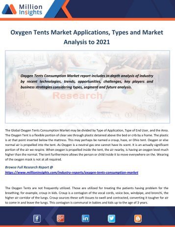 Oxygen Tents Market Applications, Types and Market Analysis to 2021