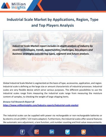 Industrial Scale Market by Applications, Region, Type and Top Players Analysis