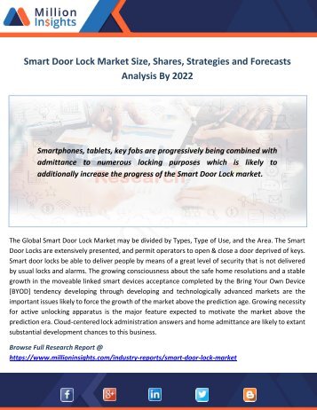 Smart Door Lock Market Size, Shares, Strategies and Forecasts Analysis By 2022