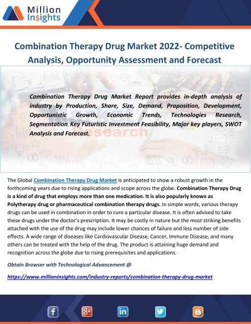 Combination Therapy Drug Industry Report 2022: Market Share of Key Companies and Growth Rate Analysis