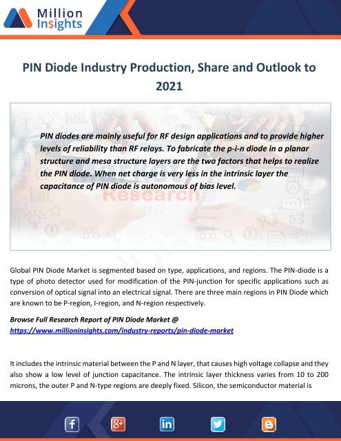 PIN Diode Industry Production, Share and Outlook to 2021