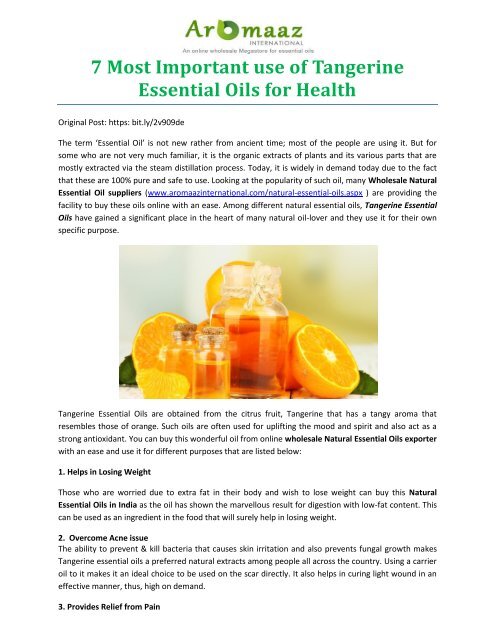 7 Most Important use of Tangerine Essential Oils for Health