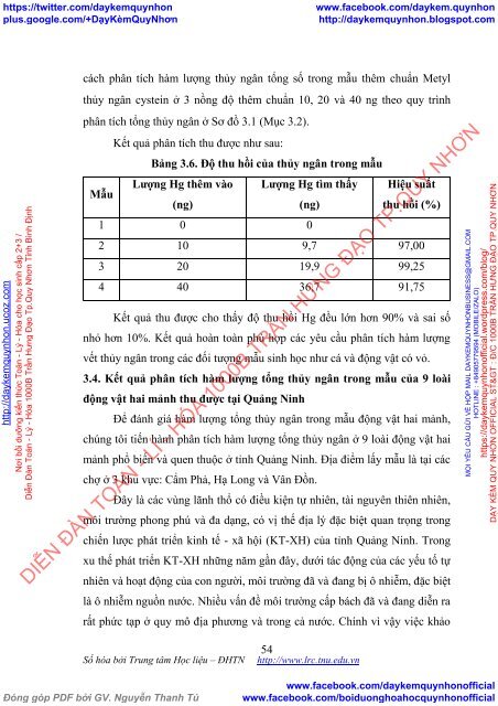 Nghiên cứu phân tích hàm lượng thủy ngân trong động vật hai mảnh tại Quảng Ninh bằng phương pháp quang phổ hấp thụ nguyên tử kết hợp kỹ thuật  hóa  hơi lạnh