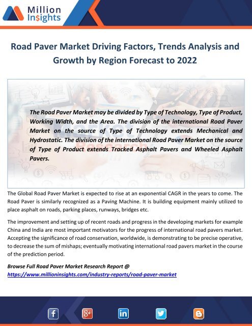 Road Paver Market Driving Factors, Trends Analysis and Growth by Region Forecast to 2022