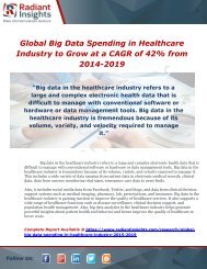 Global Big Data Spending in Healthcare Industry to Grow at a CAGR of 42% from 2014-2019