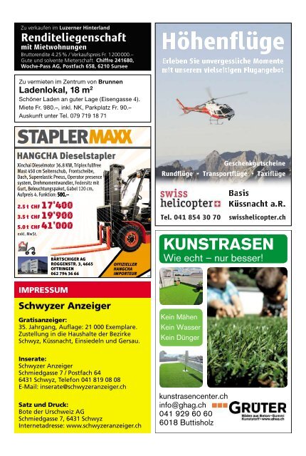 Schwyzer Anzeiger – Woche 13 – 29. März 2018