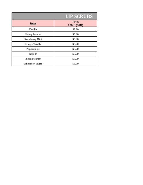 EMIEL price list lipscrubs