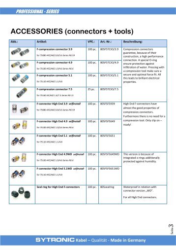 Accessories (connectors and tools)