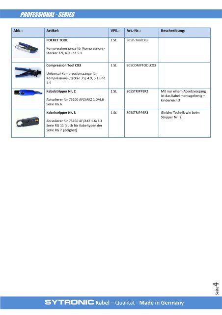 Sytronic (Zubehör und Stecker)