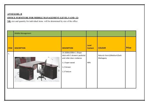 SPECIFICATION FOR OFFICE FURNITURE_DOT