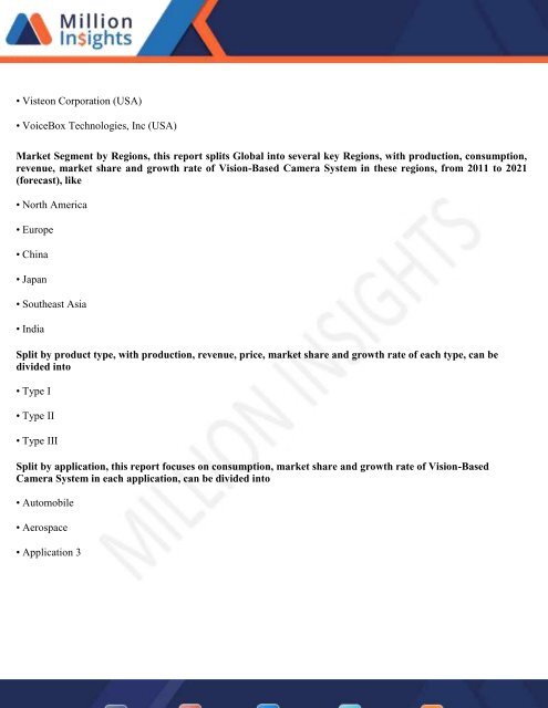 Vision-Based Camera System Market Size, Consumption and Revenue Forecast by Regions 2021 - Million Insights