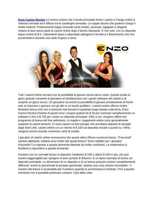 Enzo Casino Review - Casinò online in Italia