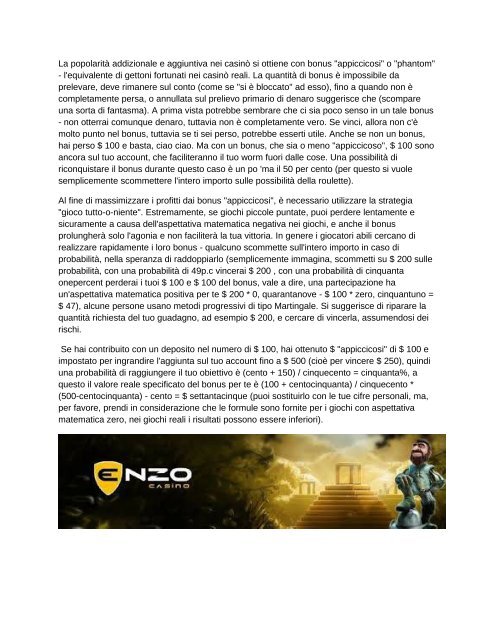 Enzo Casino Review - Casinò online in Italia