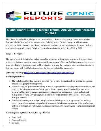 Smart Building Market Prospective Report: International Opportunities and Trends, Manufacturers Growth Forecast 2023