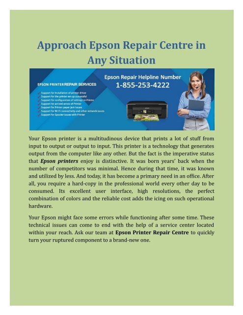 Approach Epson Repair Centre in any situation