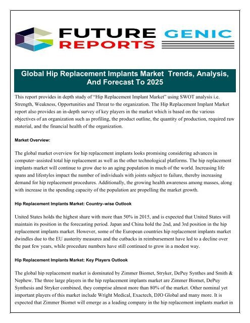 Hip Replacement Implants Market