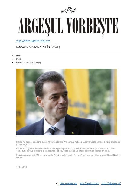 LUDOVIC ORBAN VINE ÎN ARGEŞ