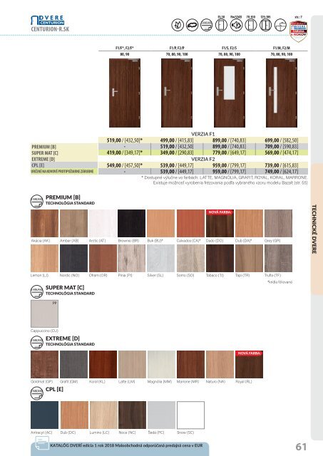 Dvere Centurion KATALOG 2018