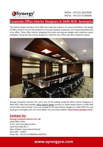corporate office interior designers in delhi ncr