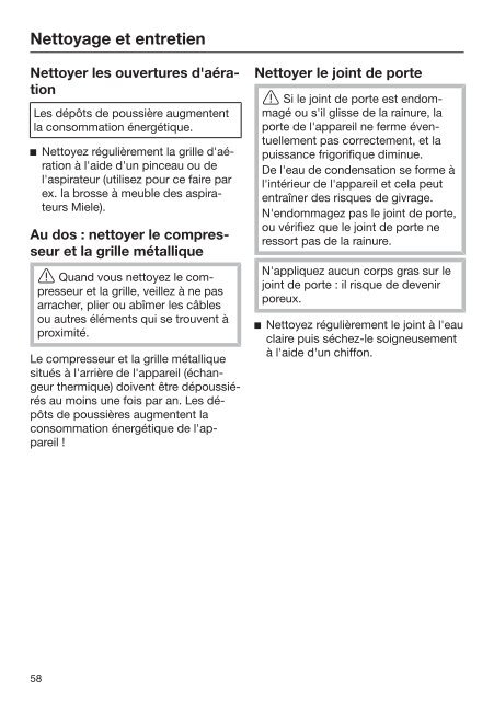 Miele KFNS 28463 E - Mode d'emploi et instructions de montage