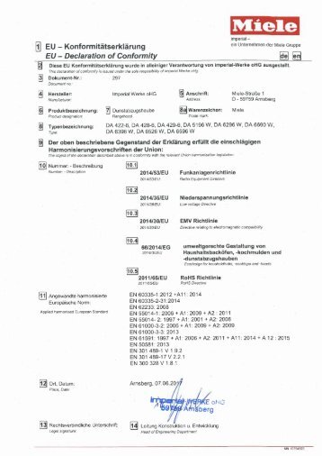 Miele DA 3668 - UE â DÃ©claration de conformitÃ©