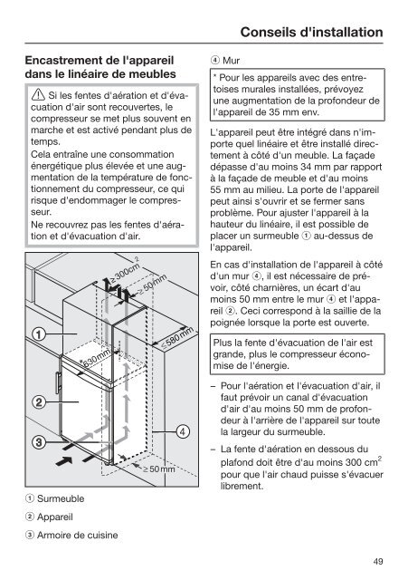 Miele KS 28463 D bb - Mode d'emploi et instructions de montage