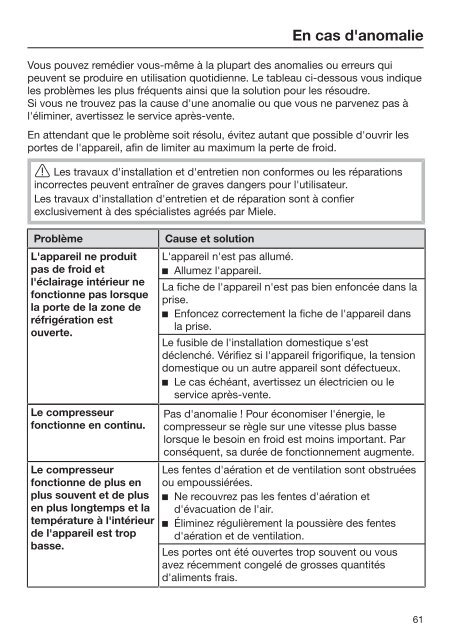 Miele KFNS 28463 E - Mode d'emploi et instructions de montage