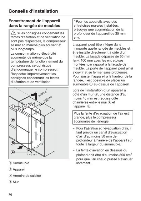 Miele KFNS 28463 E - Mode d'emploi et instructions de montage