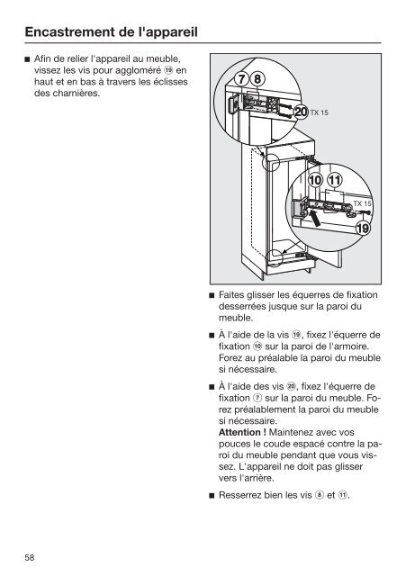 Miele FNS 37492 iE - Mode d'emploi et instructions de montage