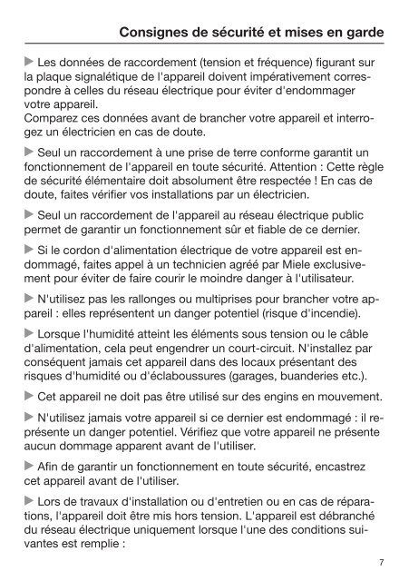 Miele FNS 37492 iE - Mode d'emploi et instructions de montage