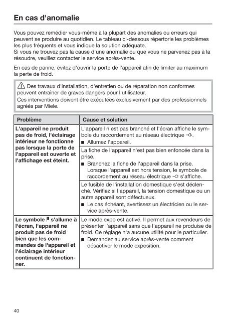 Miele K 32222 i - Mode d'emploi et instructions de montage