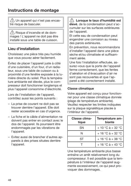 Miele K 32222 i - Mode d'emploi et instructions de montage