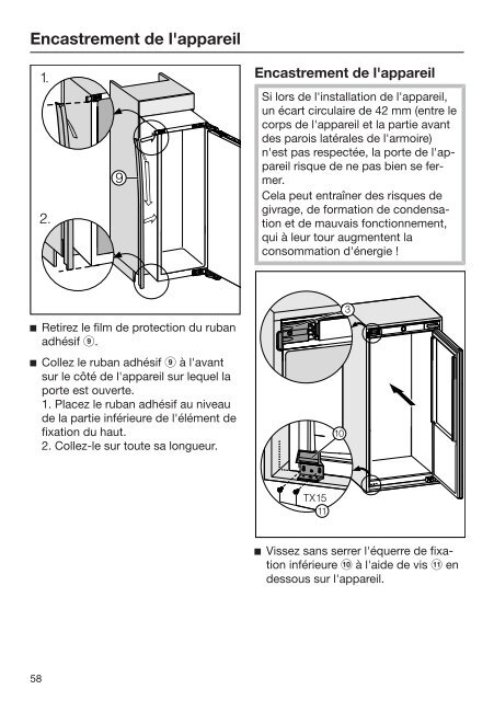 Miele K 32222 i - Mode d'emploi et instructions de montage