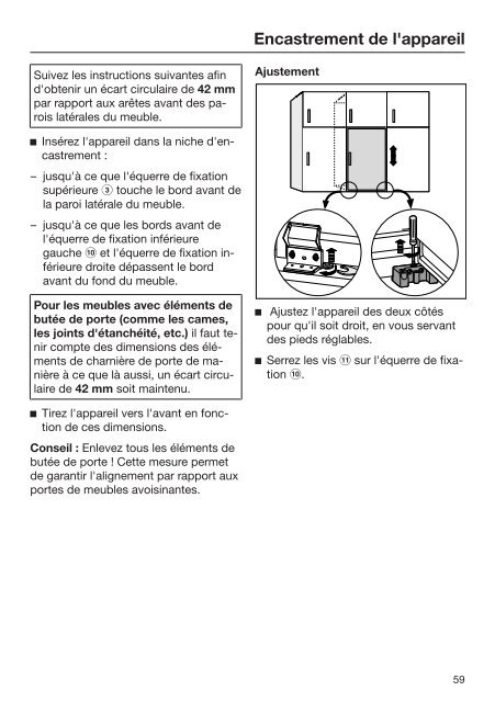 Miele K 32222 i - Mode d'emploi et instructions de montage