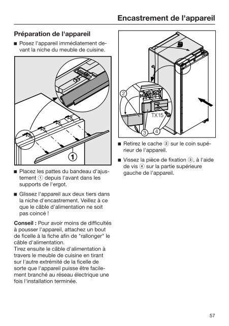 Miele K 35683 iDF - Mode d'emploi et instructions de montage