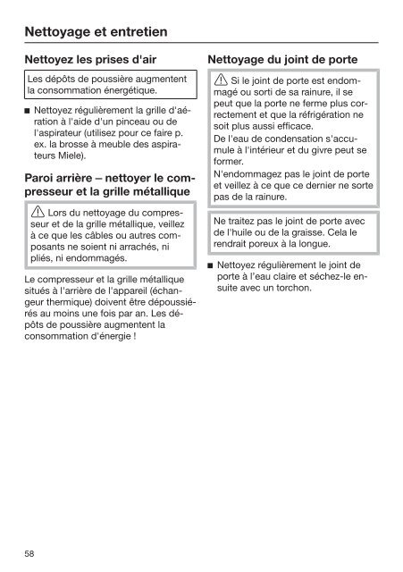 Miele KFNS 28463 E - Mode d'emploi et instructions de montage