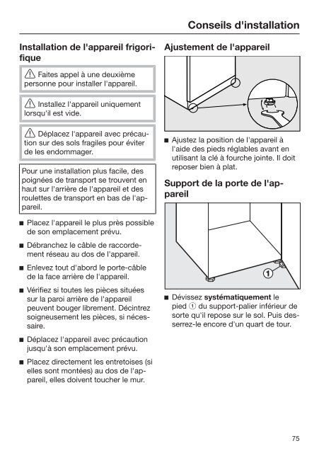 Miele KFNS 28463 E - Mode d'emploi et instructions de montage