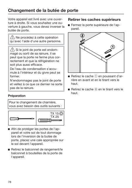 Miele KFNS 28463 E - Mode d'emploi et instructions de montage