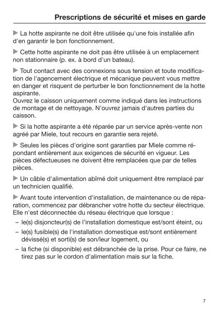 Miele DA 2808 - Mode d'emploi