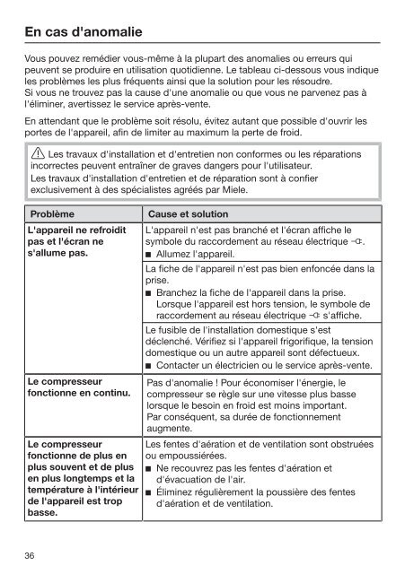 Miele FNS 37492 iE - Mode d'emploi et instructions de montage