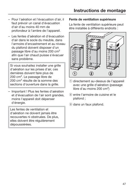 Miele FNS 37492 iE - Mode d'emploi et instructions de montage