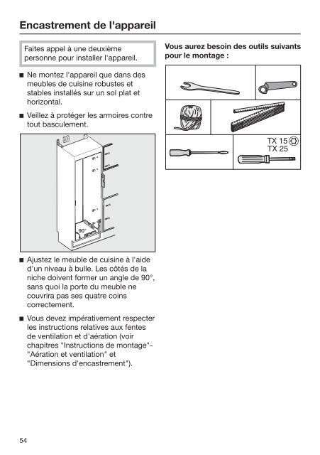 Miele FNS 37492 iE - Mode d'emploi et instructions de montage