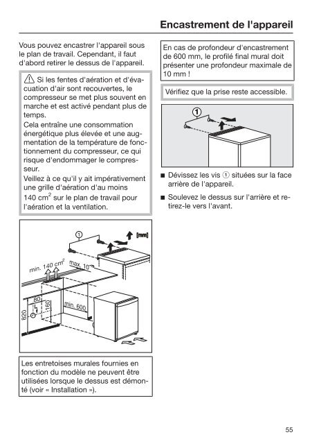 Miele KS 28463 D ed/cs - Mode d'emploi et instructions de montage