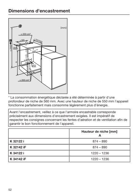 Miele K 35683 iDF - Mode d'emploi et instructions de montage