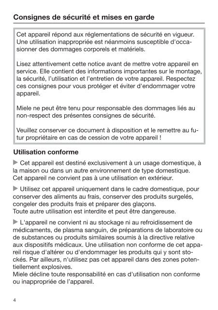 Miele K 35673 iD - Mode d'emploi et instructions de montage